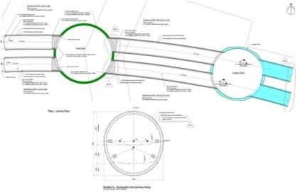 Limmo Shafts and Tunnel layout - left auxiliary shaft - right main shaft