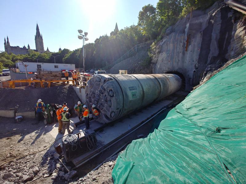 TBM at Site 6 with the Parliament of Canada in the background.